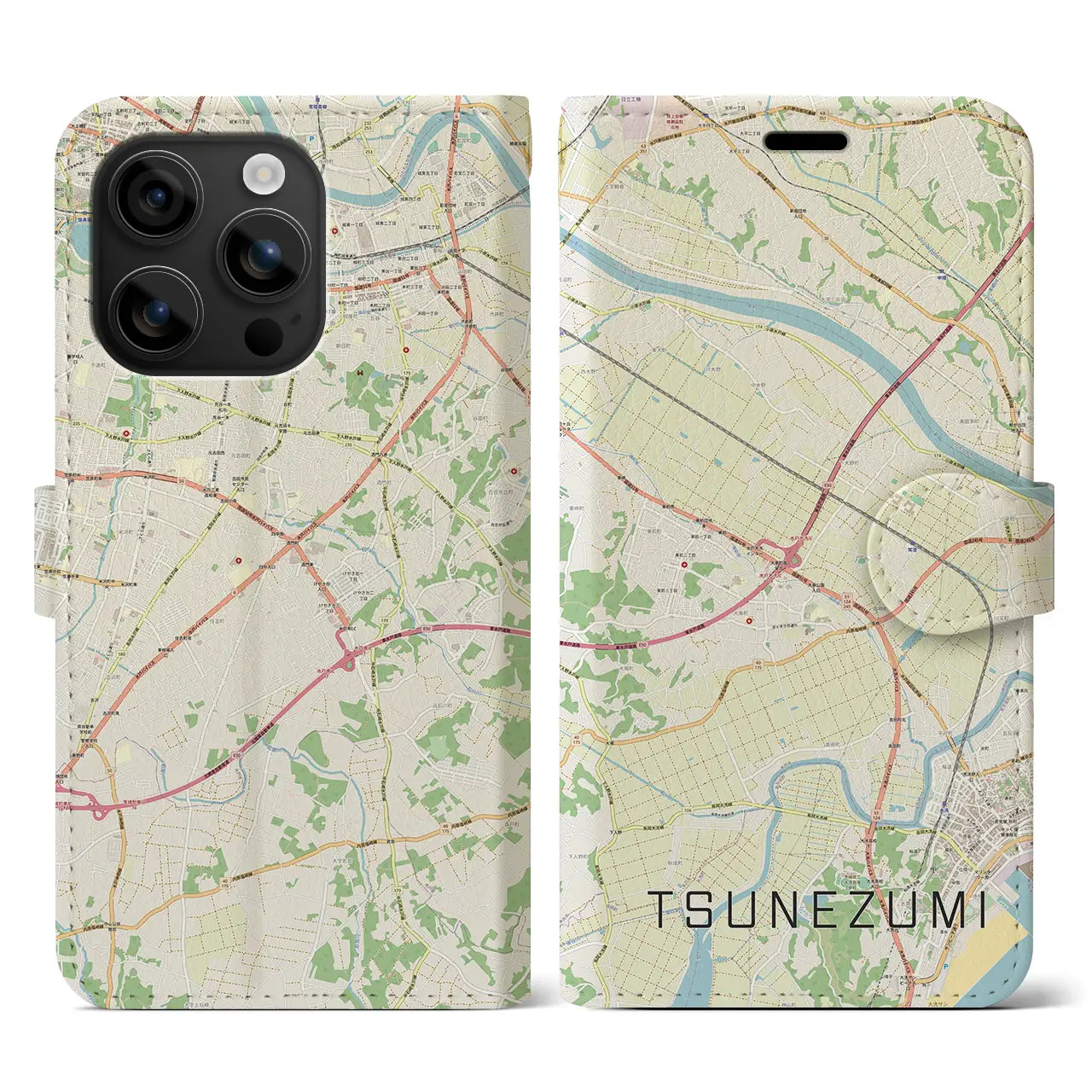 【常澄(茨城県)】地図柄iPhoneケース(手帳タイプ)