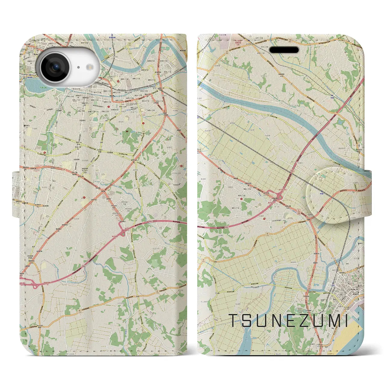 【常澄(茨城県)】地図柄iPhoneケース(手帳タイプ)
