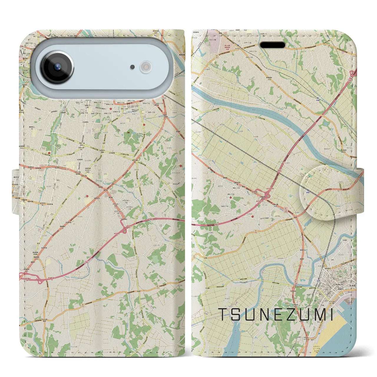 【常澄(茨城県)】地図柄iPhoneケース(手帳タイプ)