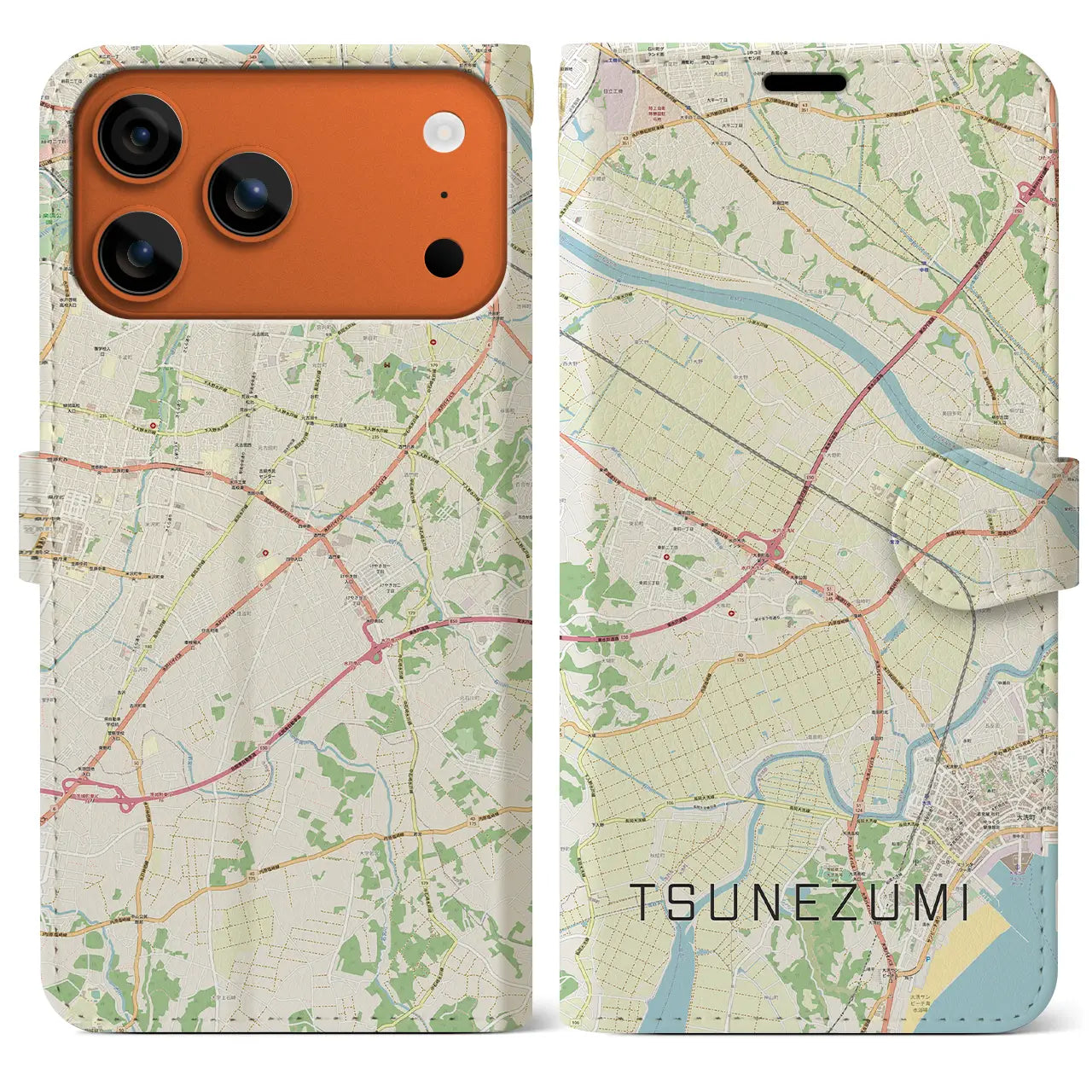 【常澄(茨城県)】地図柄iPhoneケース(手帳タイプ)