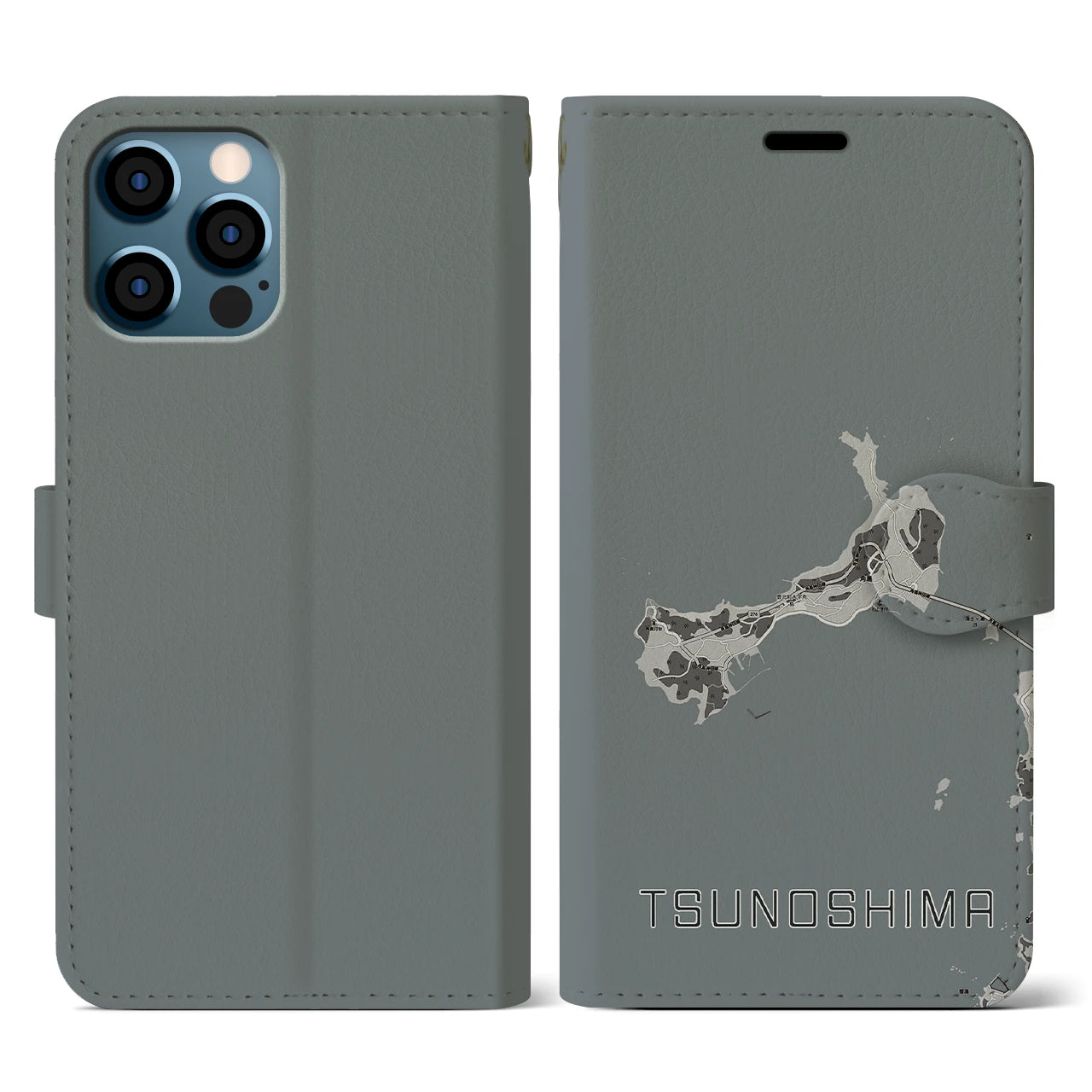 【角島(山口県)】地図柄iPhoneケース(手帳タイプ)