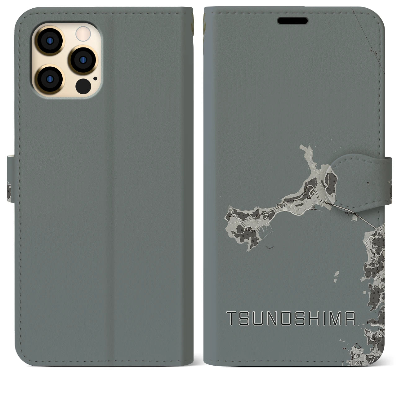 【角島(山口県)】地図柄iPhoneケース(手帳タイプ)