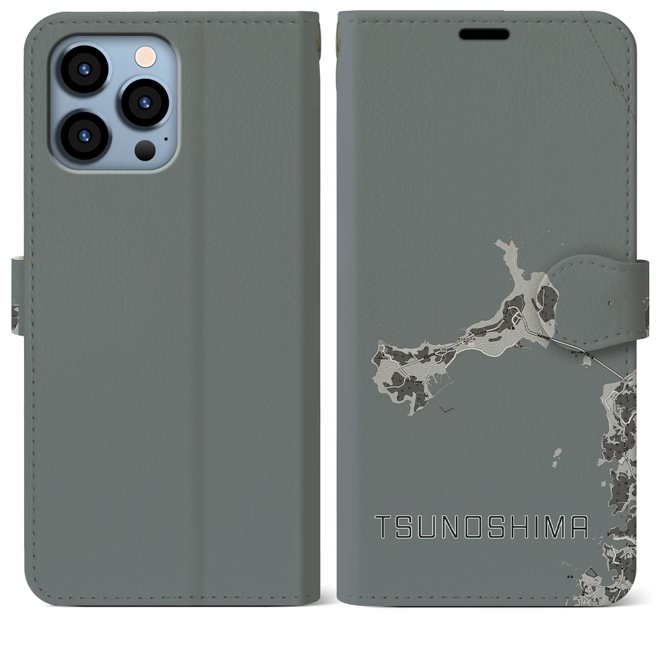 【角島(山口県)】地図柄iPhoneケース(手帳タイプ)