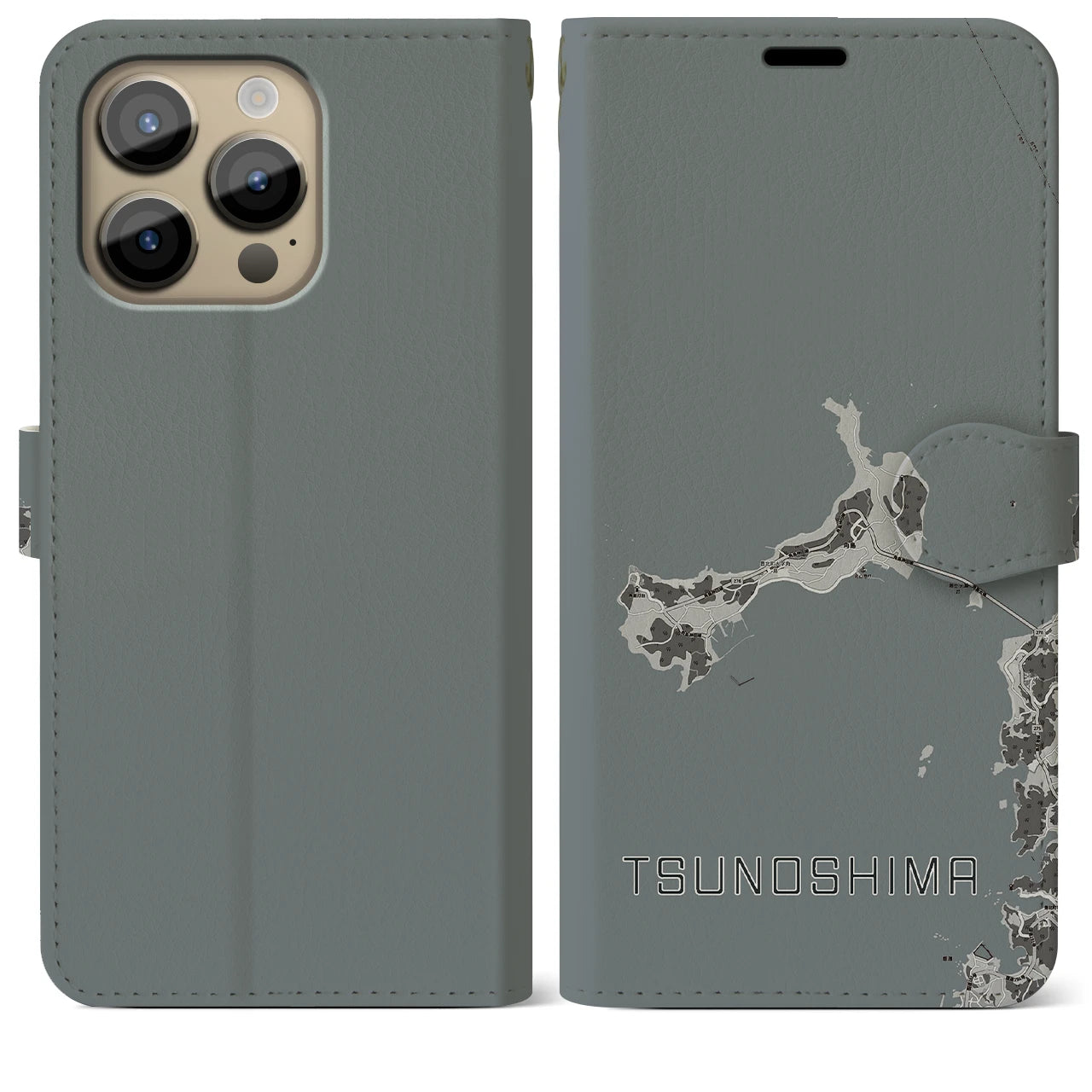 【角島(山口県)】地図柄iPhoneケース(手帳タイプ)