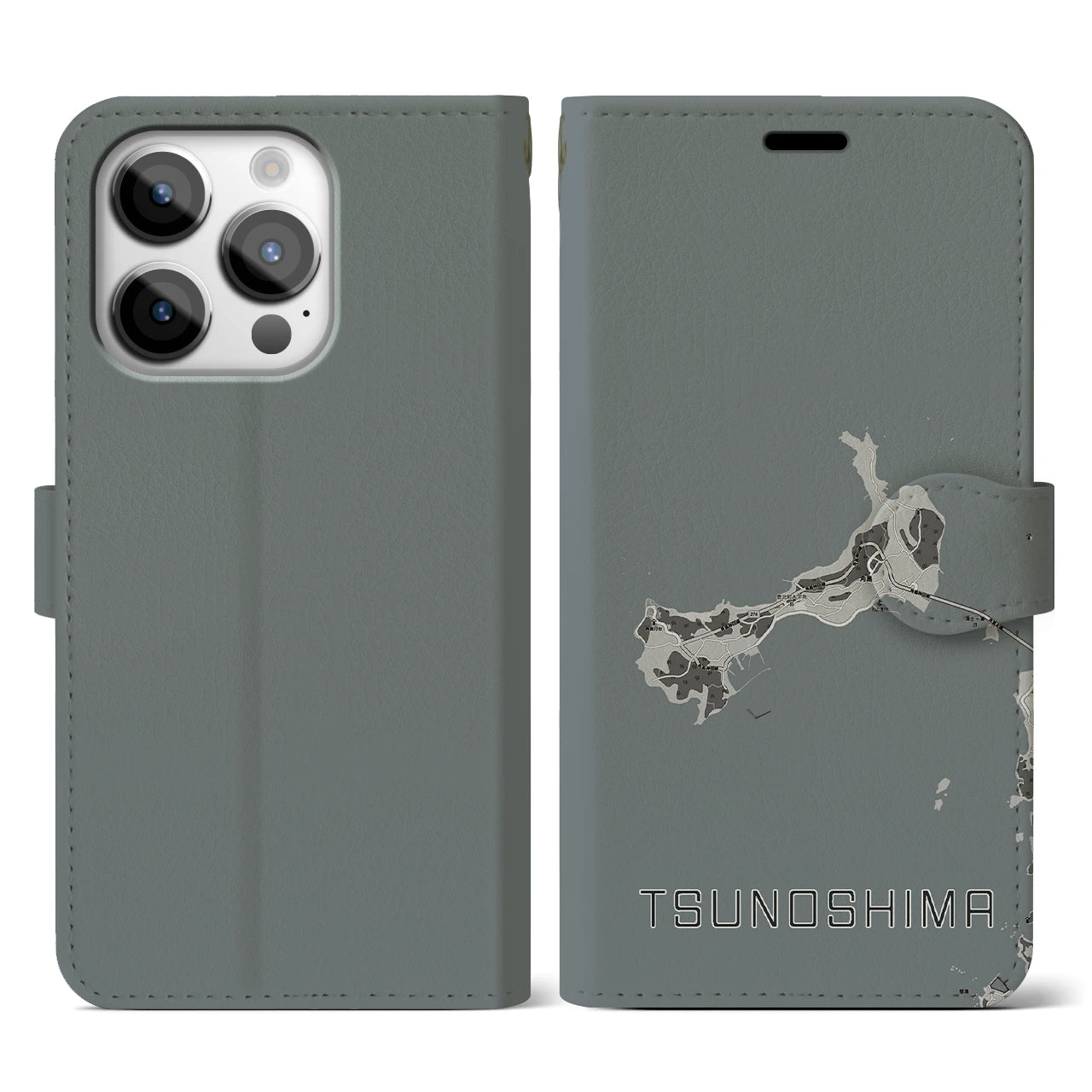 【角島(山口県)】地図柄iPhoneケース(手帳タイプ)