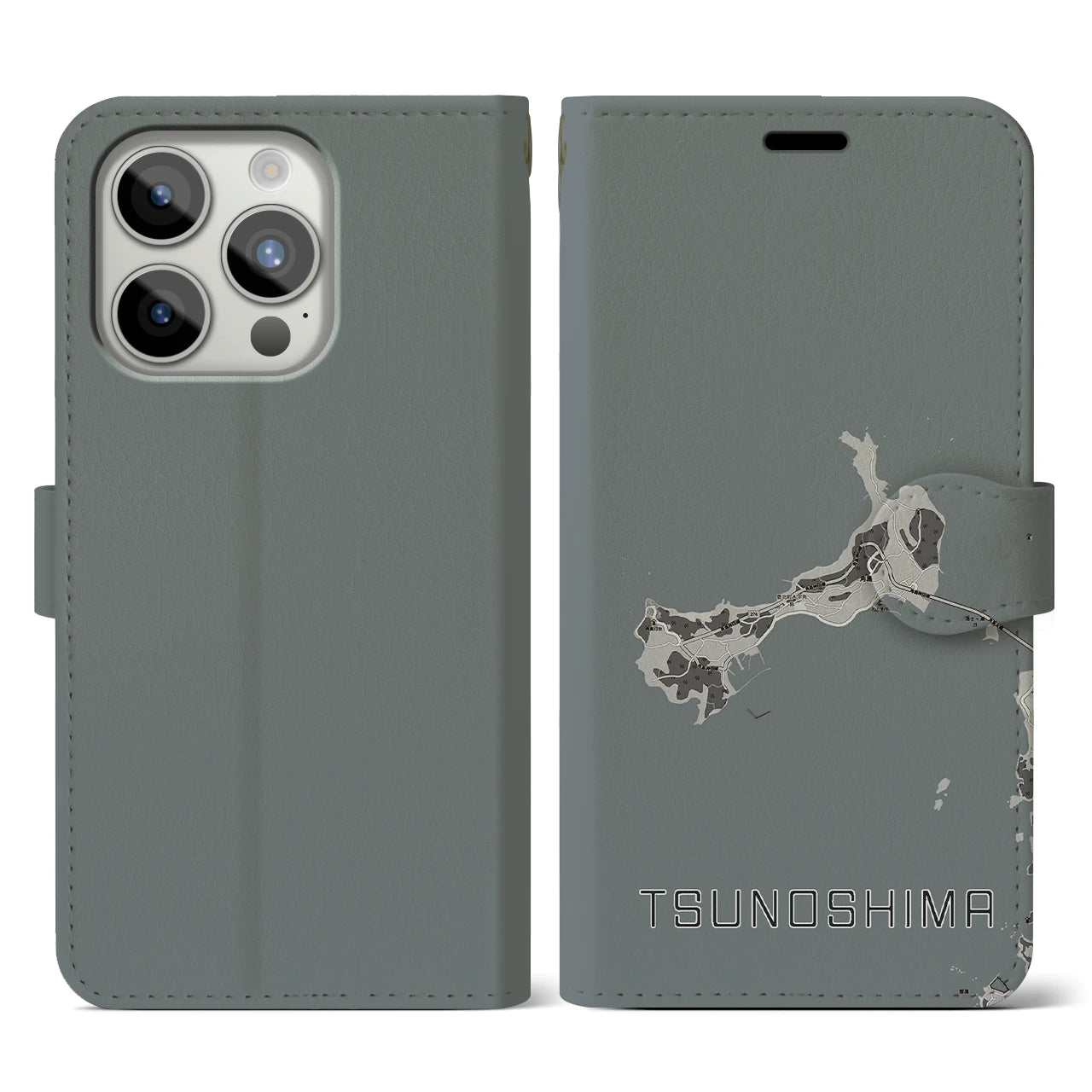 【角島(山口県)】地図柄iPhoneケース(手帳タイプ)