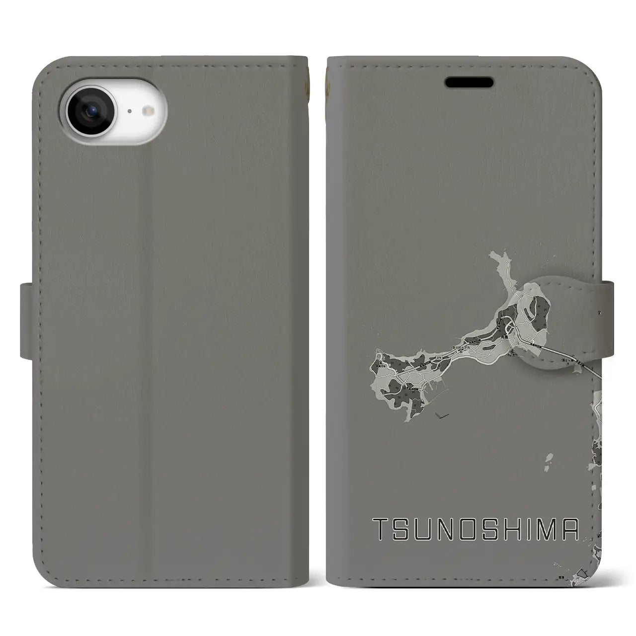 【角島(山口県)】地図柄iPhoneケース(手帳タイプ)