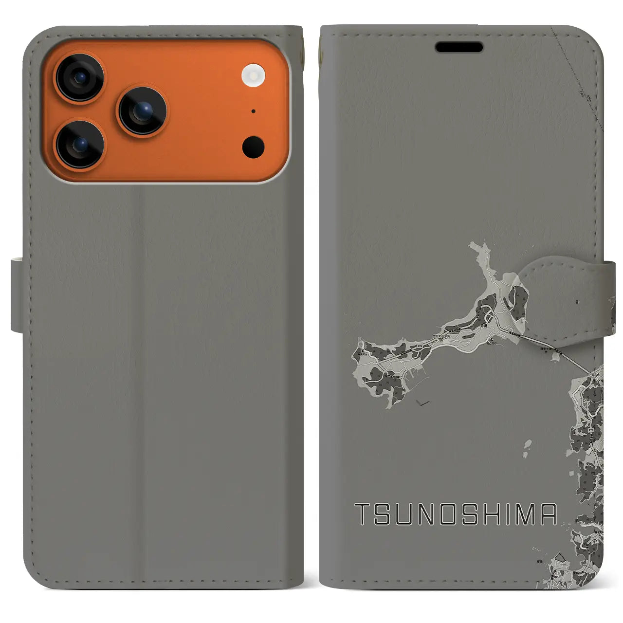 【角島(山口県)】地図柄iPhoneケース(手帳タイプ)