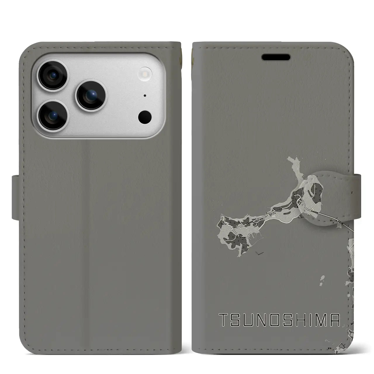 【角島(山口県)】地図柄iPhoneケース(手帳タイプ)