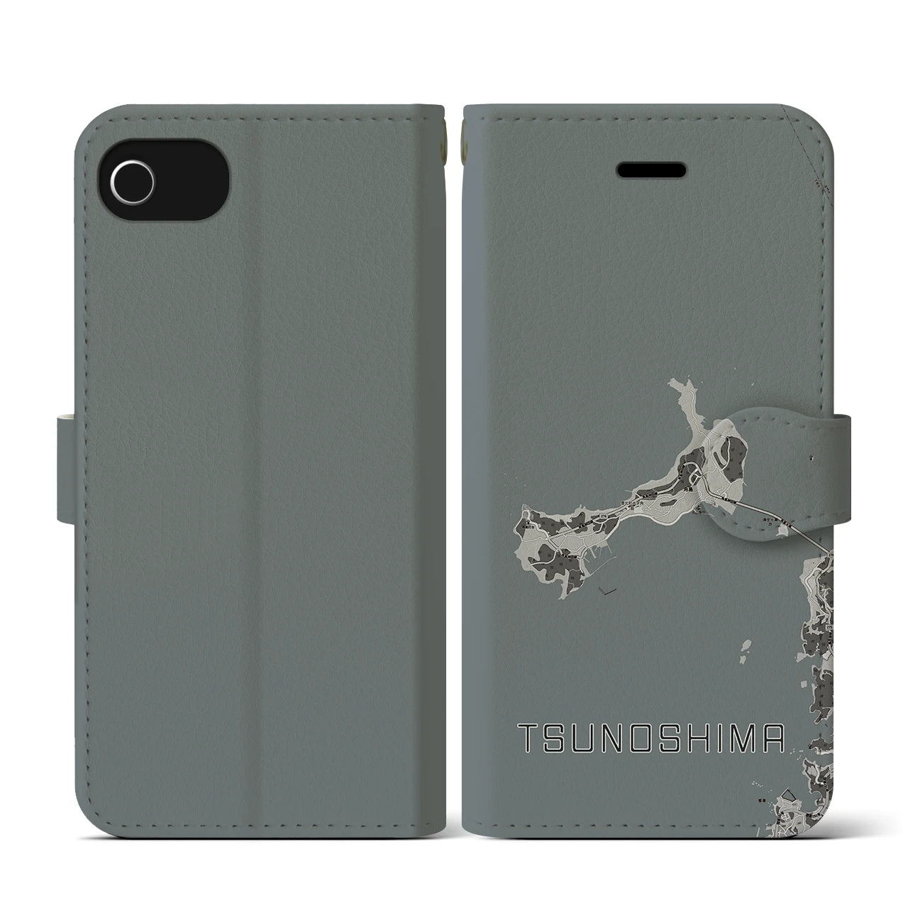 【角島(山口県)】地図柄iPhoneケース(手帳タイプ)