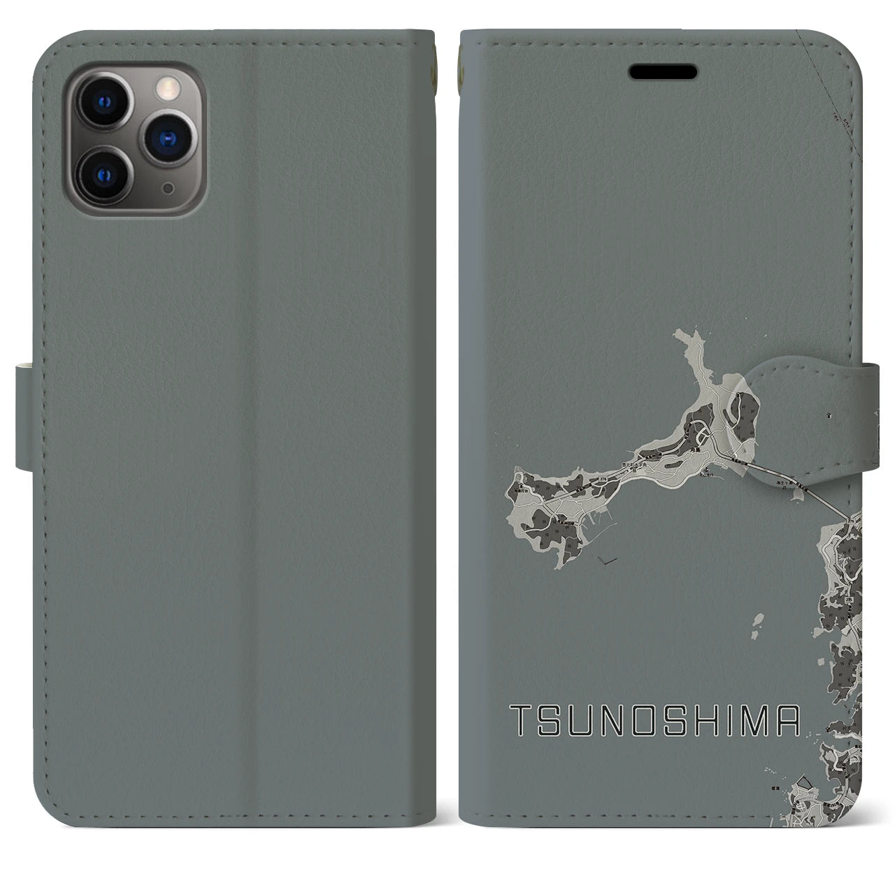 【角島(山口県)】地図柄iPhoneケース(手帳タイプ)