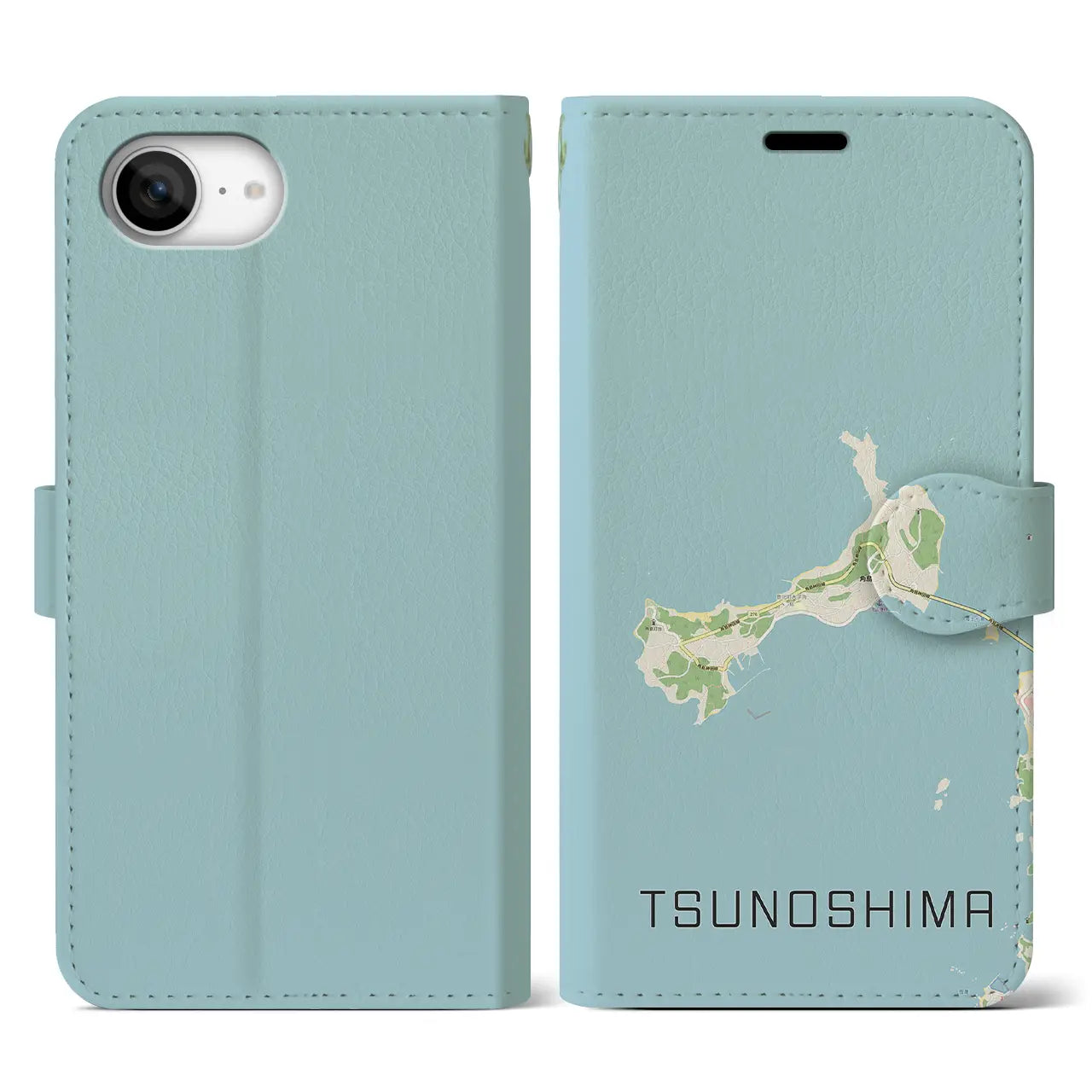 【角島(山口県)】地図柄iPhoneケース(手帳タイプ)