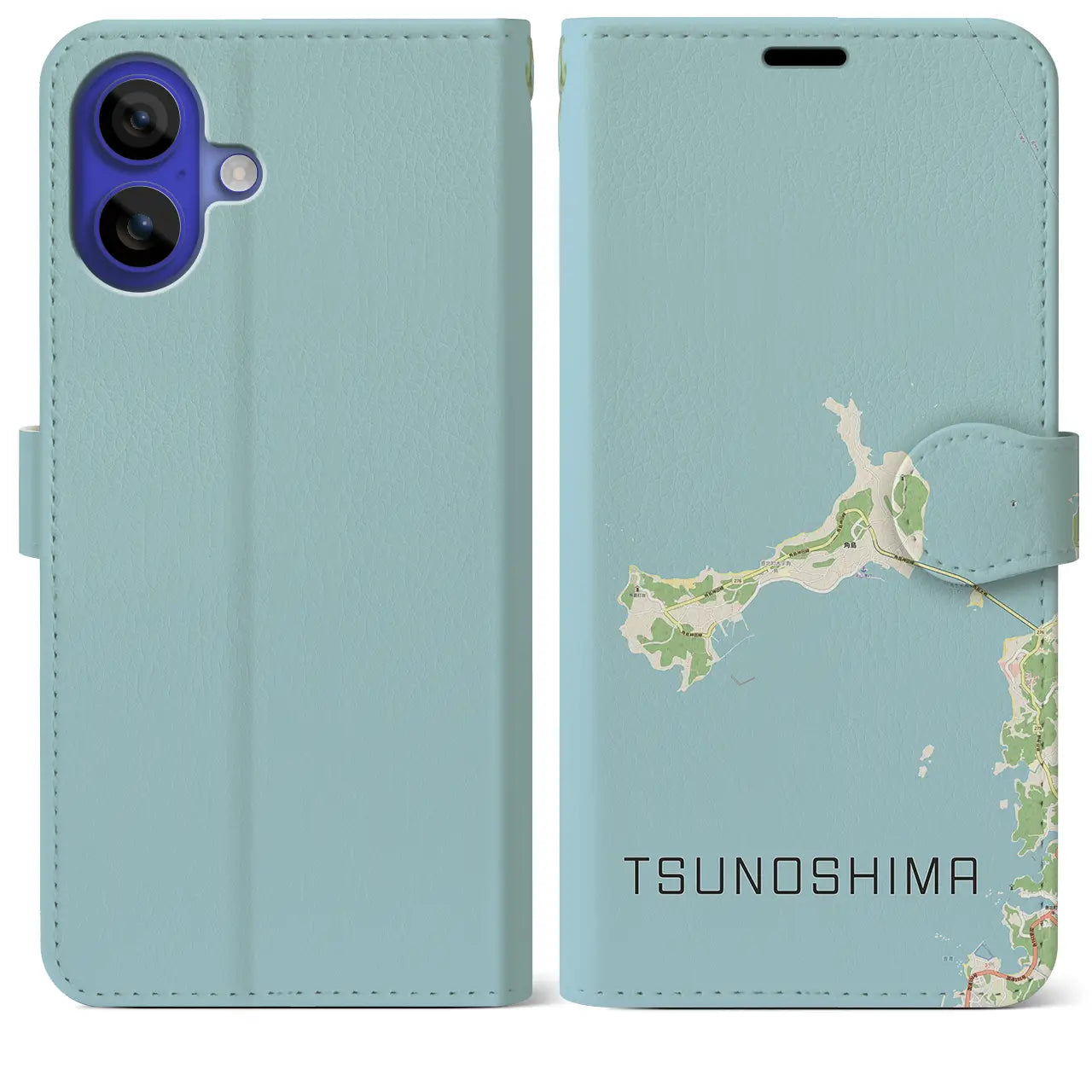 【角島(山口県)】地図柄iPhoneケース(手帳タイプ)ナチュラル・iPhone 16 Pro Max 用