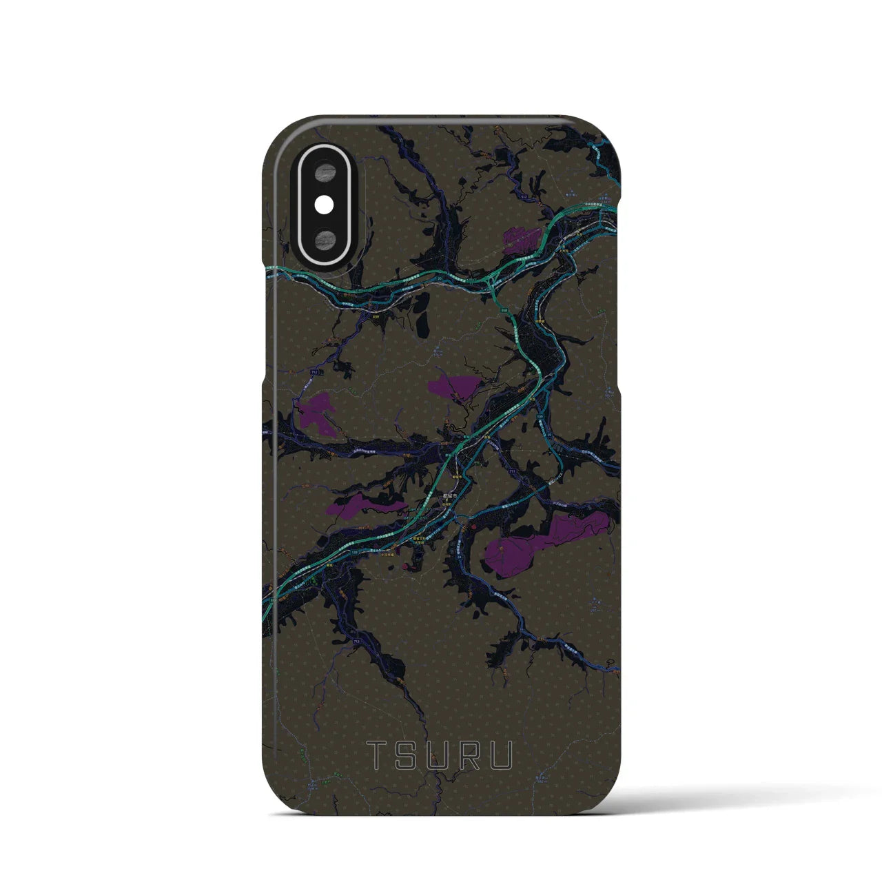 【都留(山梨県)】地図柄iPhoneケース(バックカバータイプ)