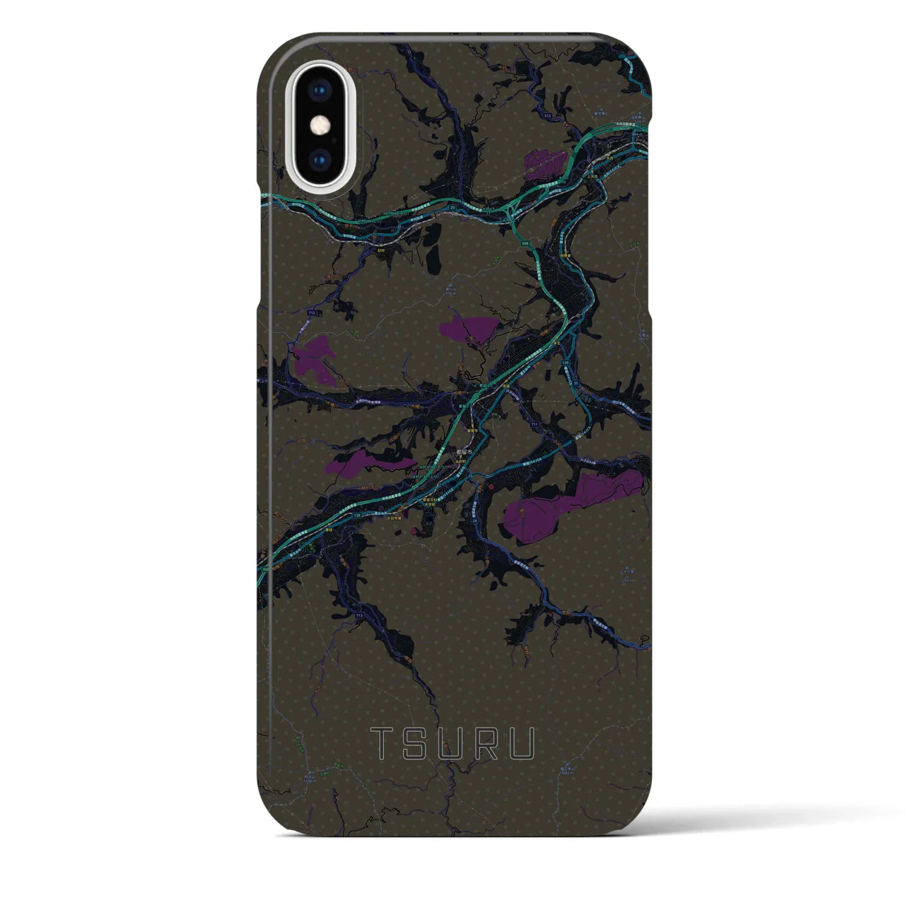 【都留(山梨県)】地図柄iPhoneケース(バックカバータイプ)