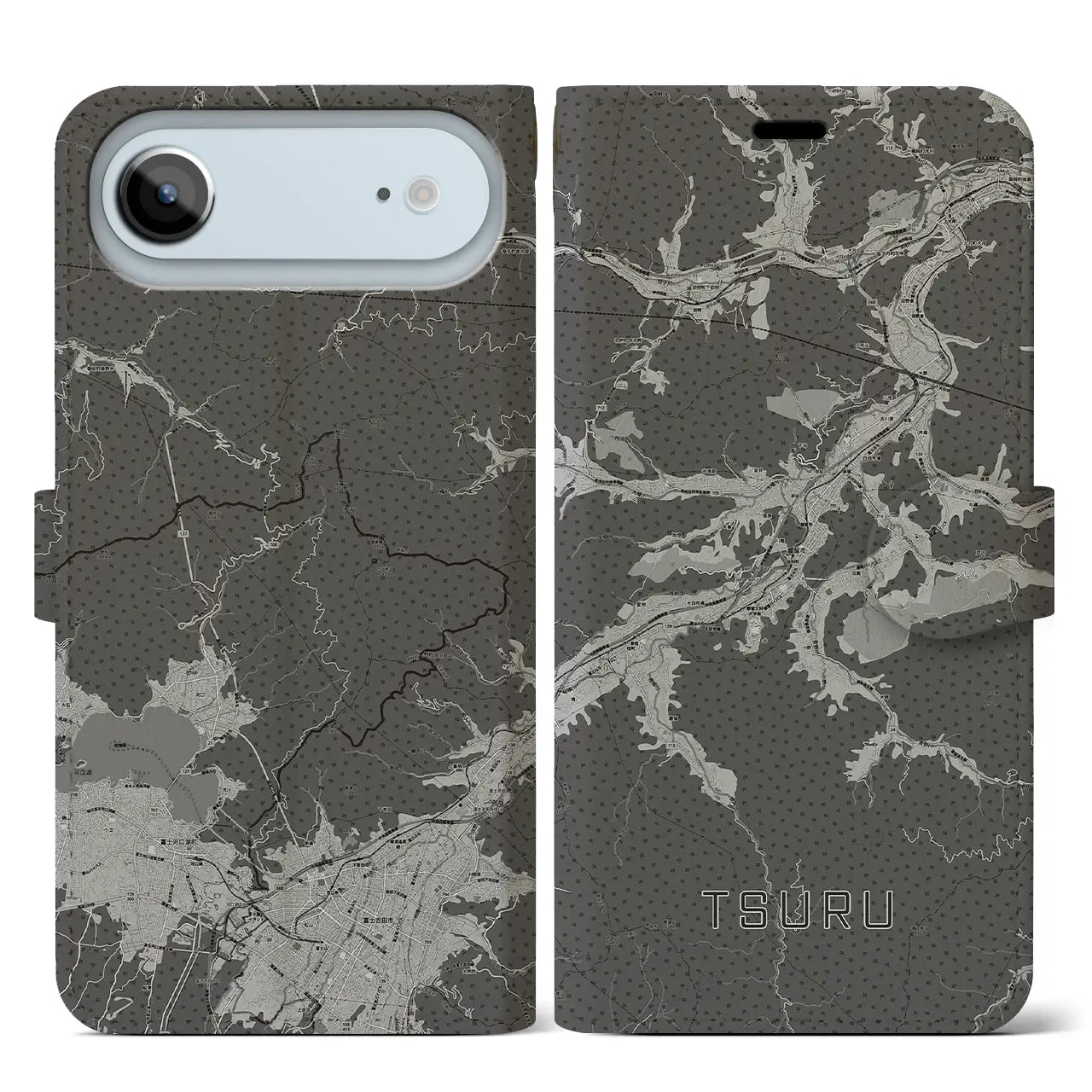 【都留(山梨県)】地図柄iPhoneケース(手帳タイプ)