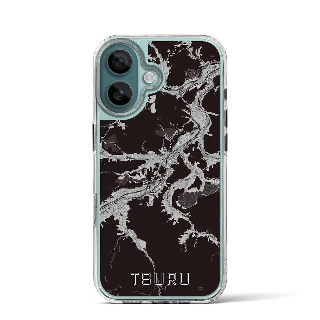 【都留(山梨県)】地図柄iPhoneケース(MagSafeタイプ)モノトーン・iPhone 16 Pro 用