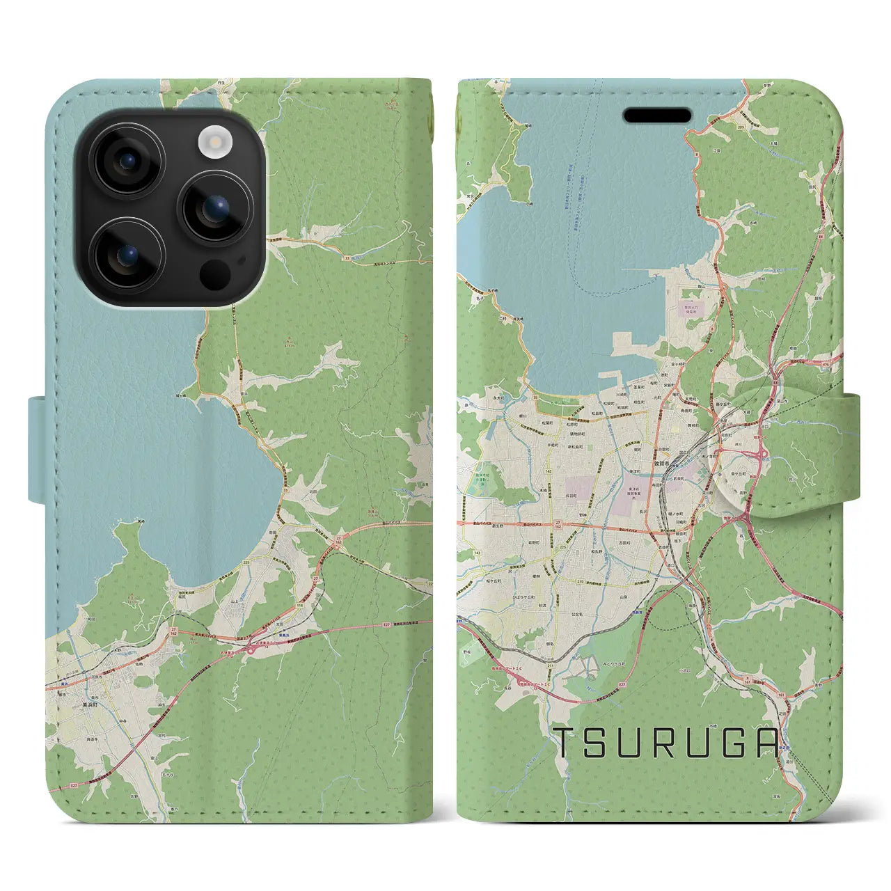 【敦賀(福井県)】地図柄iPhoneケース(手帳タイプ)ナチュラル・iPhone 16 用