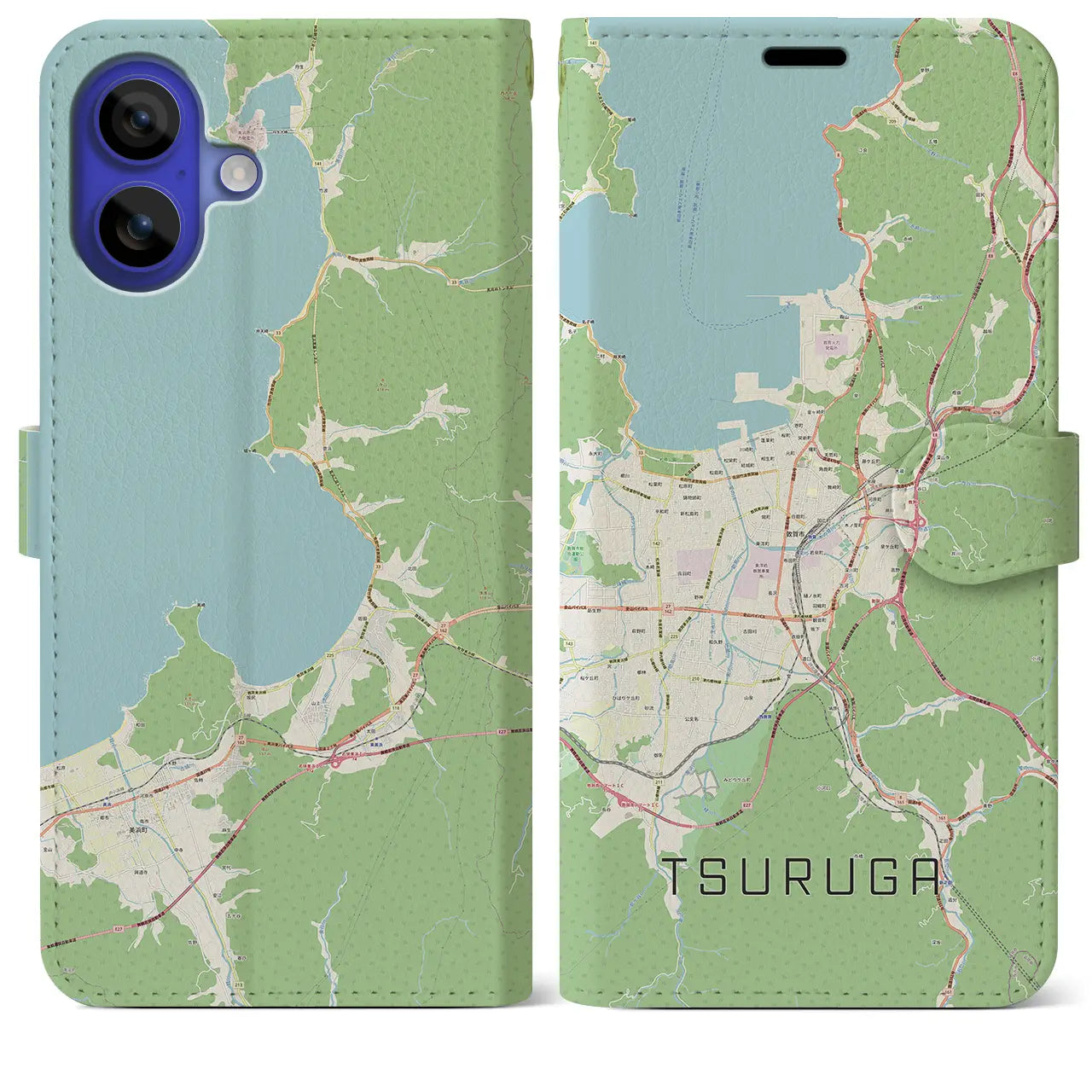 【敦賀(福井県)】地図柄iPhoneケース(手帳タイプ)ナチュラル・iPhone 16 Pro Max 用