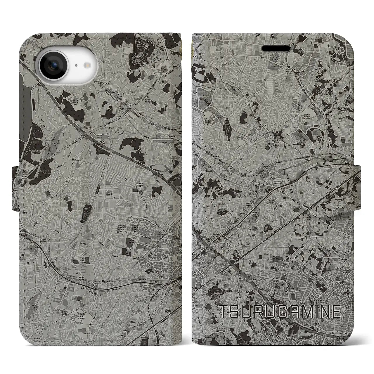 【鶴ヶ峰(神奈川県)】地図柄iPhoneケース(手帳タイプ)