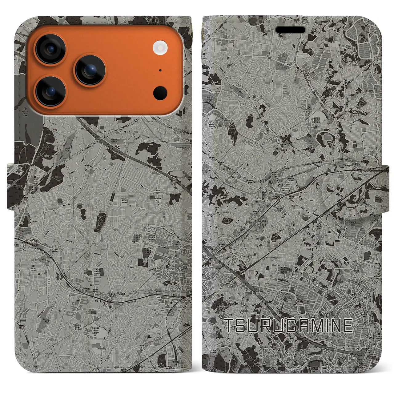 【鶴ヶ峰(神奈川県)】地図柄iPhoneケース(手帳タイプ)