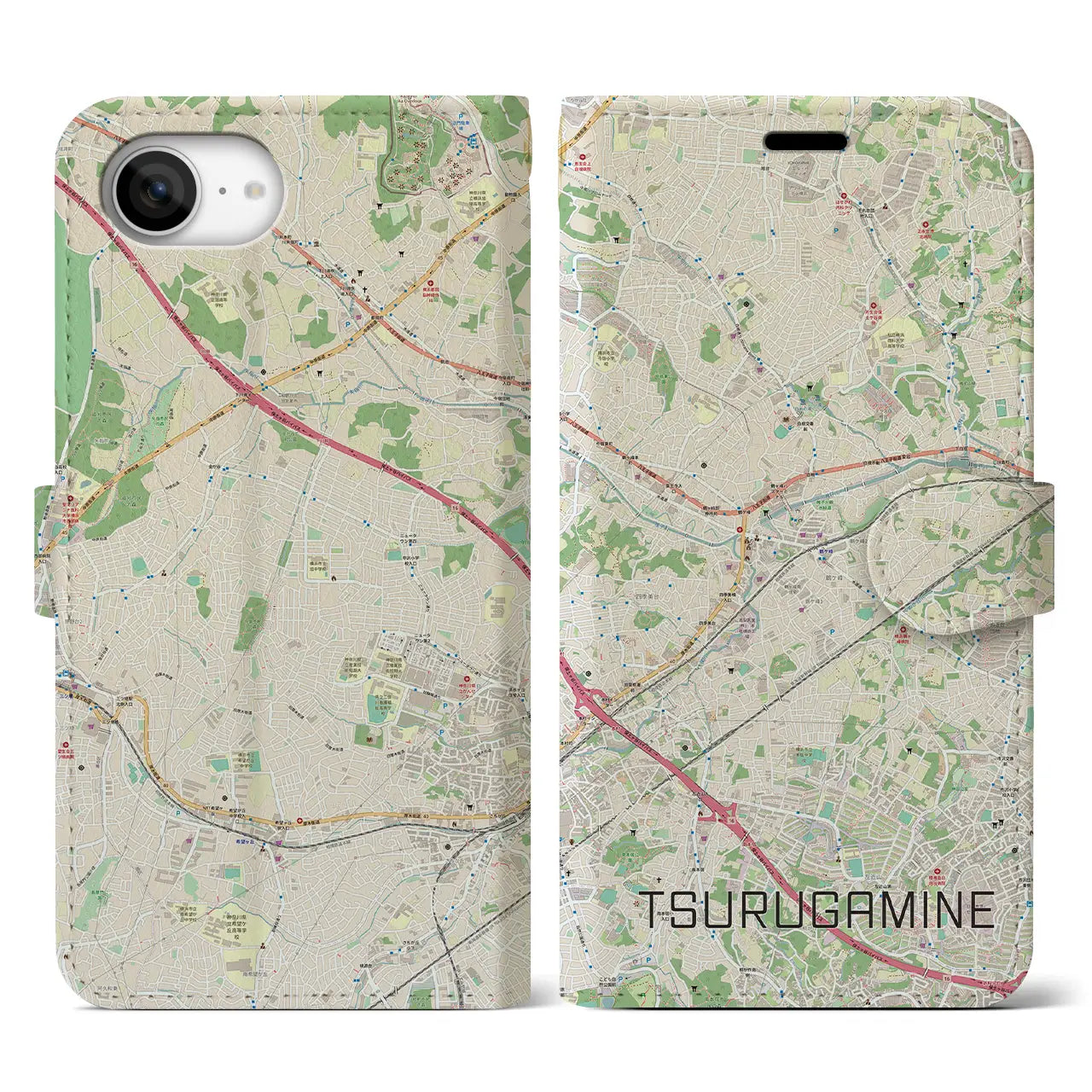 【鶴ヶ峰(神奈川県)】地図柄iPhoneケース(手帳タイプ)