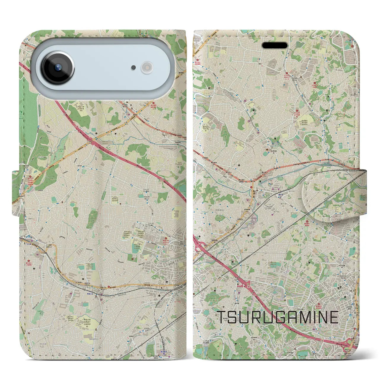 【鶴ヶ峰(神奈川県)】地図柄iPhoneケース(手帳タイプ)
