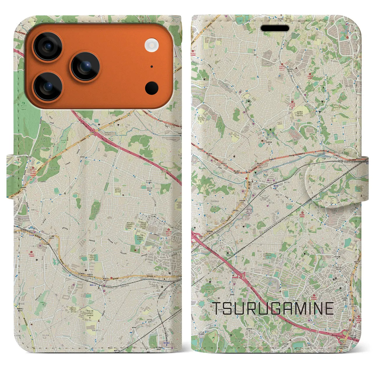 【鶴ヶ峰(神奈川県)】地図柄iPhoneケース(手帳タイプ)