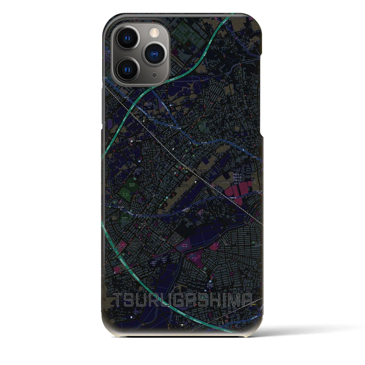 【鶴ヶ島(埼玉県)】地図柄iPhoneケース(バックカバータイプ)