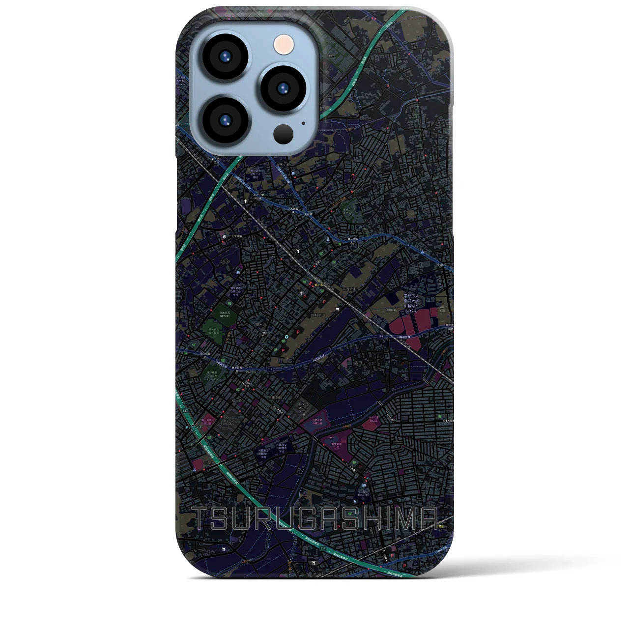 【鶴ヶ島(埼玉県)】地図柄iPhoneケース(バックカバータイプ)
