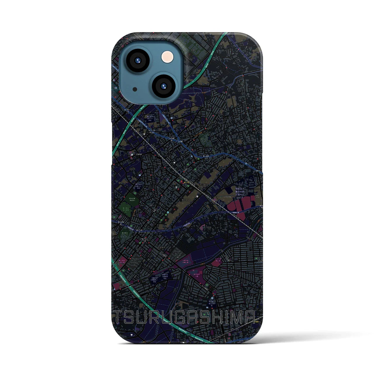 【鶴ヶ島(埼玉県)】地図柄iPhoneケース(バックカバータイプ)