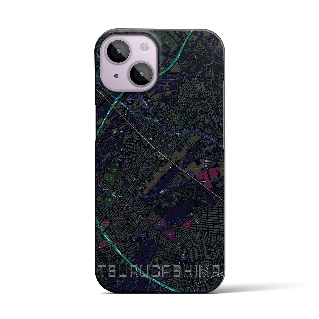【鶴ヶ島(埼玉県)】地図柄iPhoneケース(バックカバータイプ)