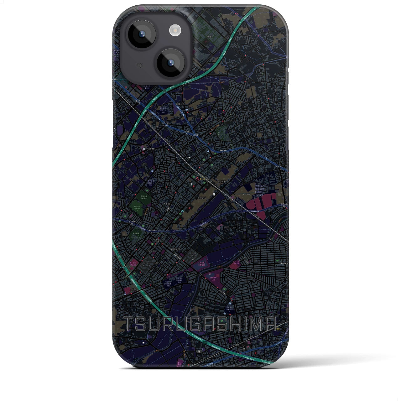 【鶴ヶ島(埼玉県)】地図柄iPhoneケース(バックカバータイプ)