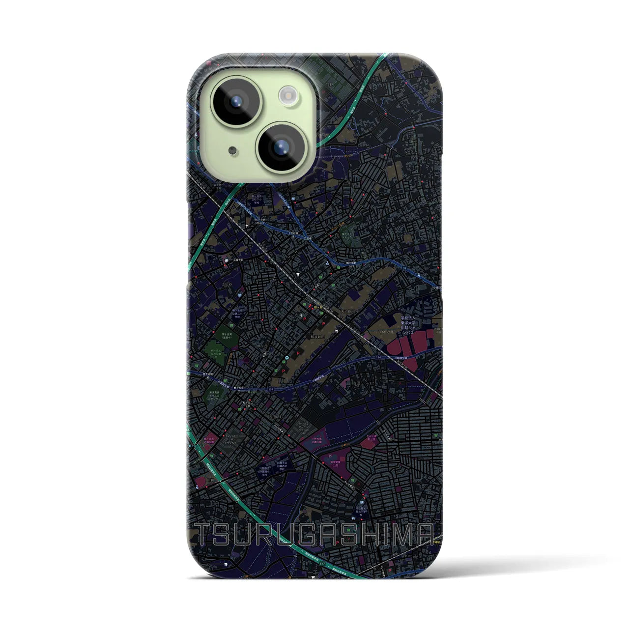 【鶴ヶ島(埼玉県)】地図柄iPhoneケース(バックカバータイプ)