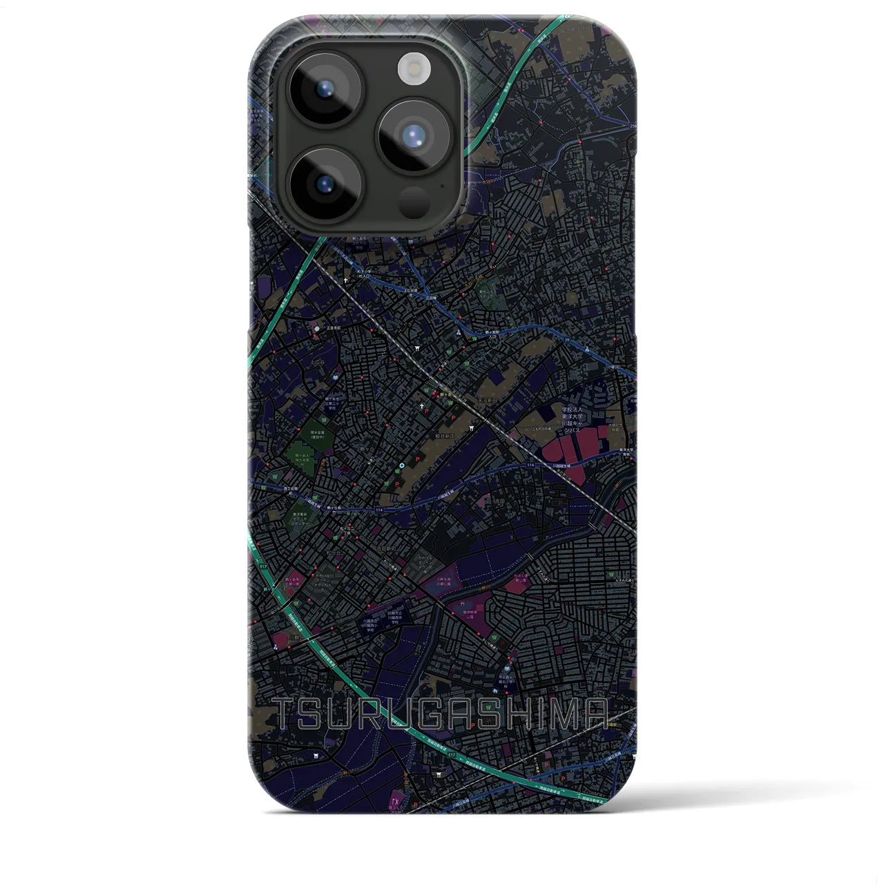 【鶴ヶ島(埼玉県)】地図柄iPhoneケース(バックカバータイプ)