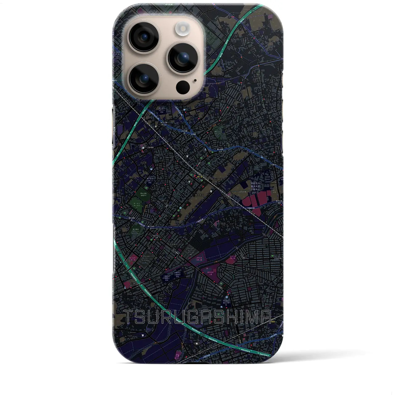 【鶴ヶ島(埼玉県)】地図柄iPhoneケース(バックカバータイプ)