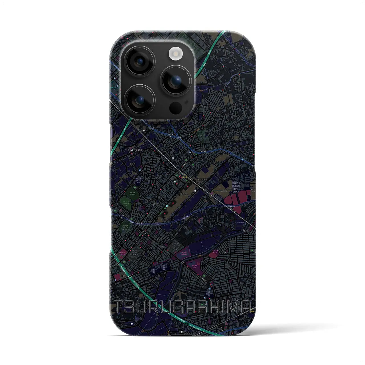 【鶴ヶ島(埼玉県)】地図柄iPhoneケース(バックカバータイプ)