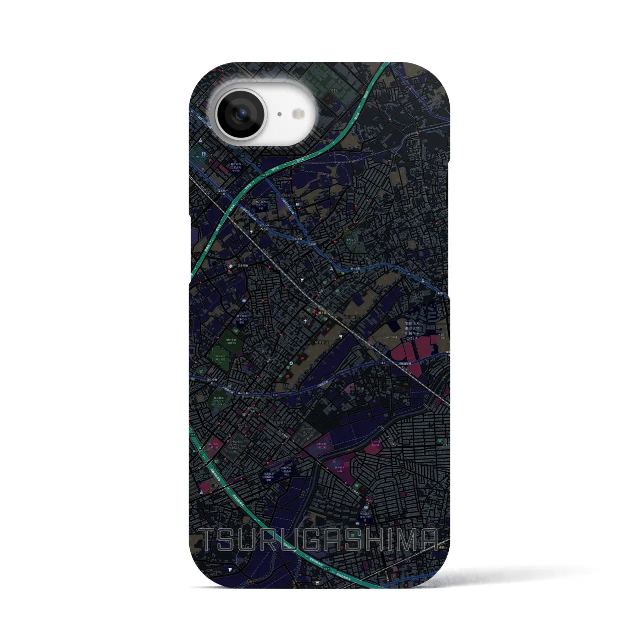 【鶴ヶ島(埼玉県)】地図柄iPhoneケース(バックカバータイプ)