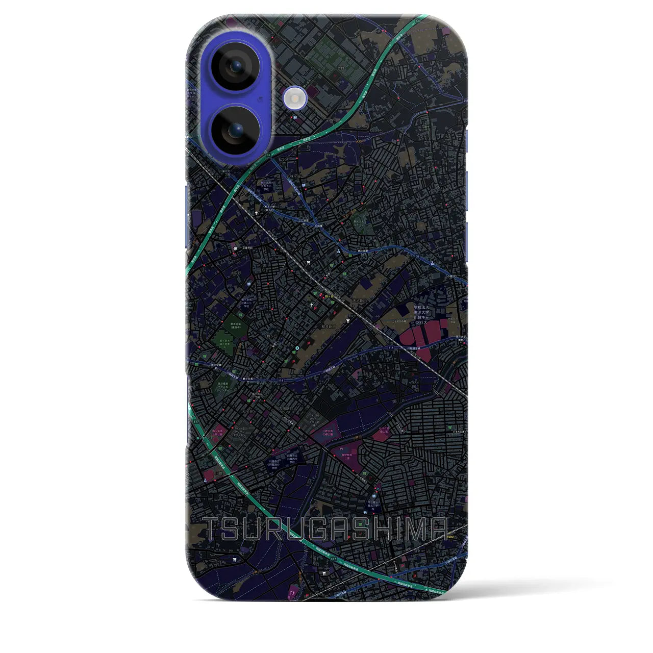 【鶴ヶ島(埼玉県)】地図柄iPhoneケース(バックカバータイプ)