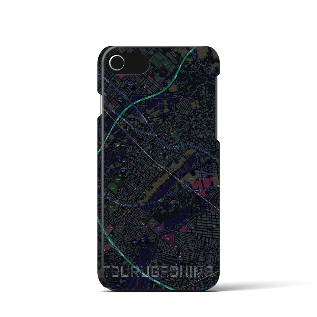 【鶴ヶ島(埼玉県)】地図柄iPhoneケース(バックカバータイプ)