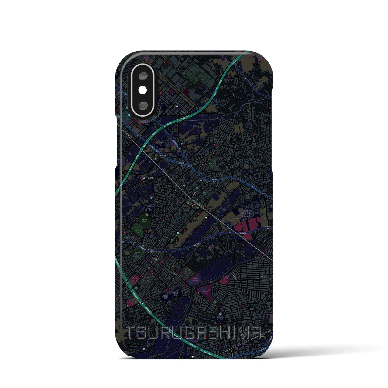 【鶴ヶ島(埼玉県)】地図柄iPhoneケース(バックカバータイプ)