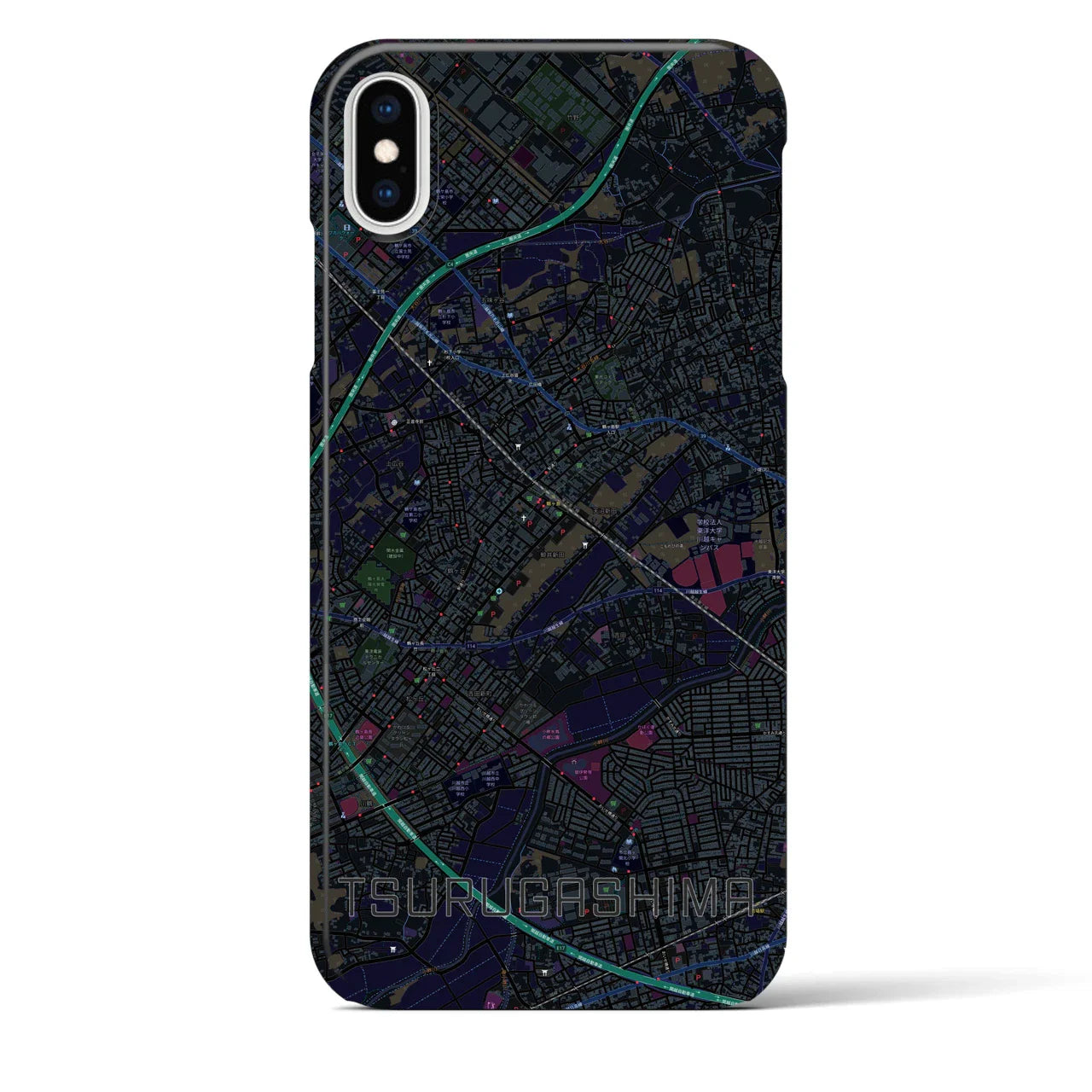 【鶴ヶ島(埼玉県)】地図柄iPhoneケース(バックカバータイプ)