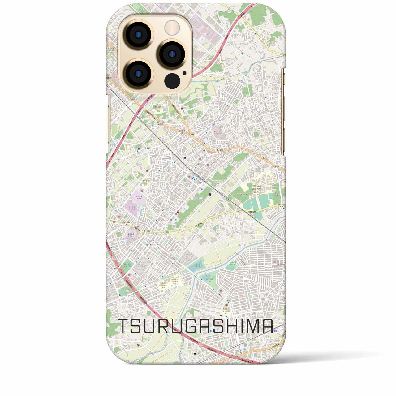 【鶴ヶ島(埼玉県)】地図柄iPhoneケース(バックカバータイプ)