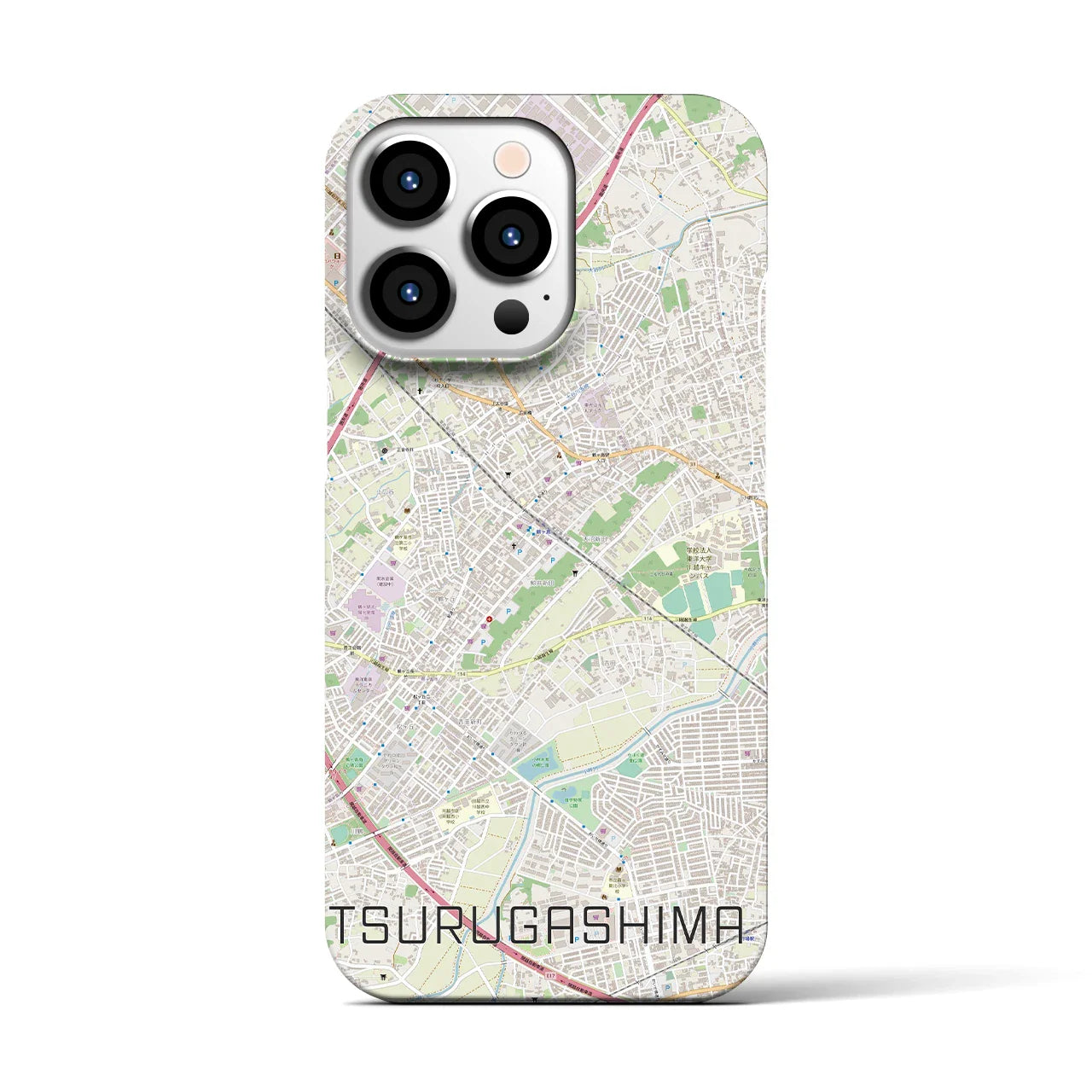 【鶴ヶ島(埼玉県)】地図柄iPhoneケース(バックカバータイプ)