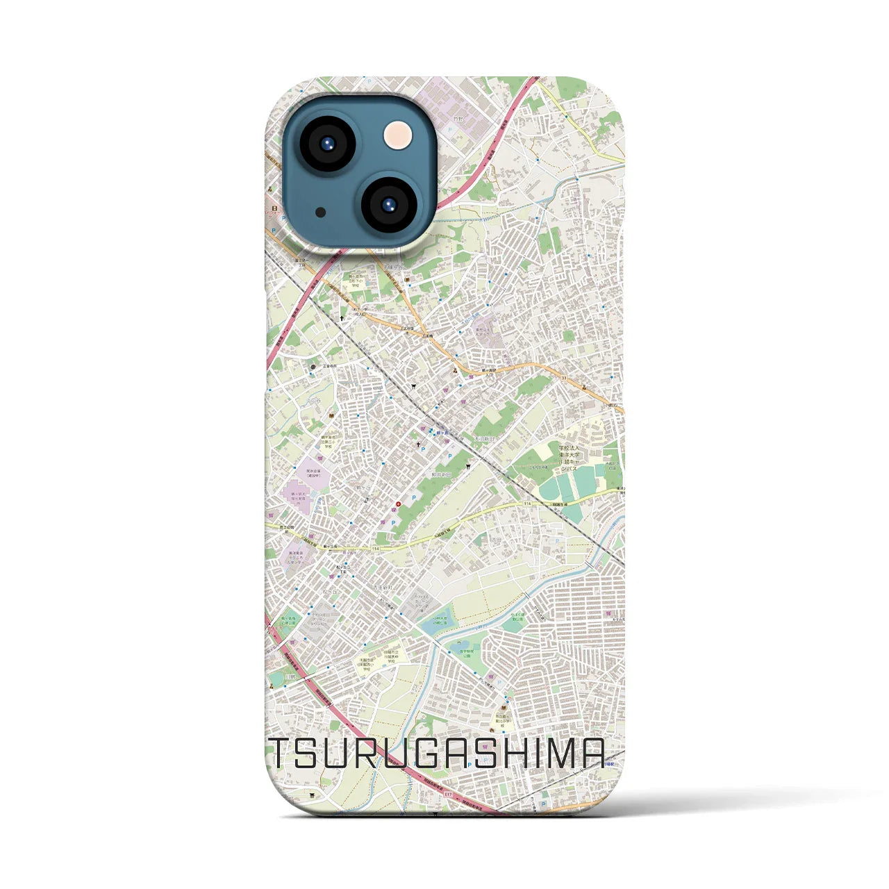 【鶴ヶ島(埼玉県)】地図柄iPhoneケース(バックカバータイプ)