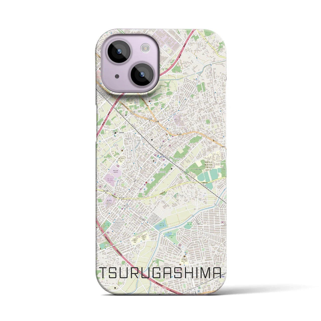【鶴ヶ島(埼玉県)】地図柄iPhoneケース(バックカバータイプ)