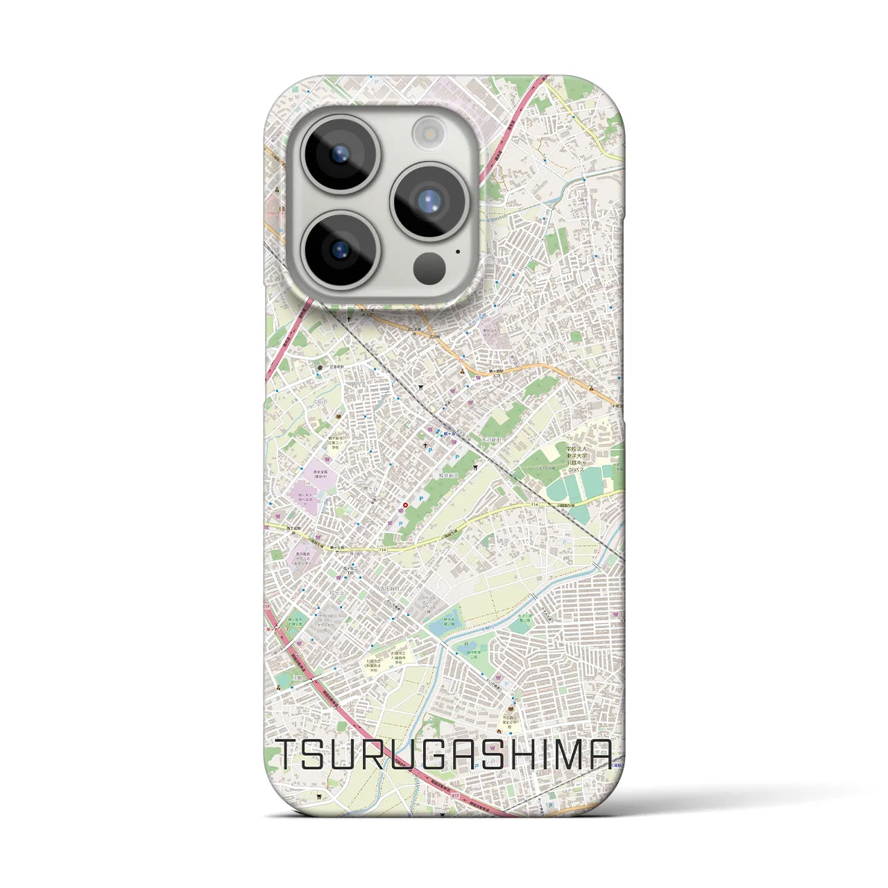 【鶴ヶ島(埼玉県)】地図柄iPhoneケース(バックカバータイプ)