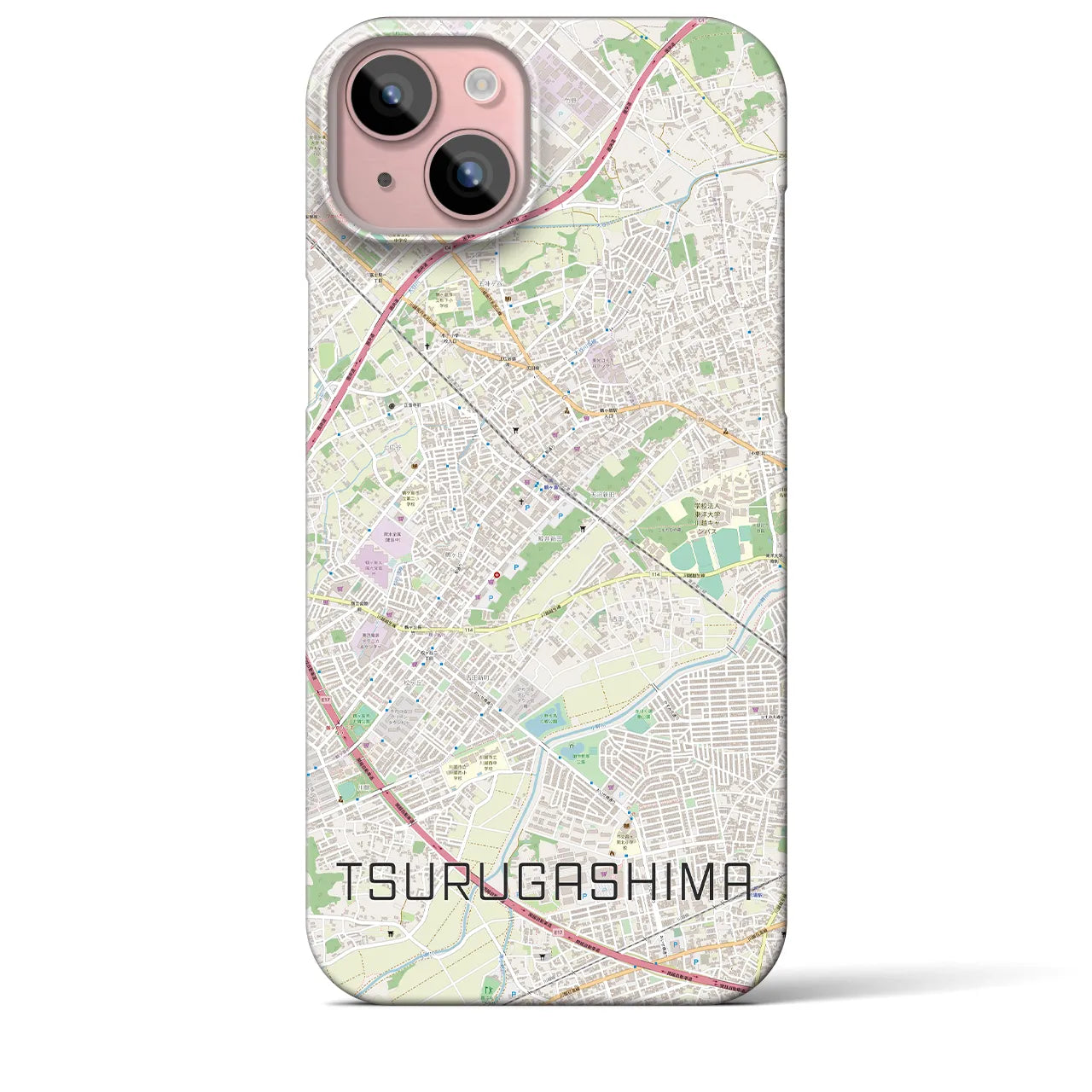 【鶴ヶ島(埼玉県)】地図柄iPhoneケース(バックカバータイプ)