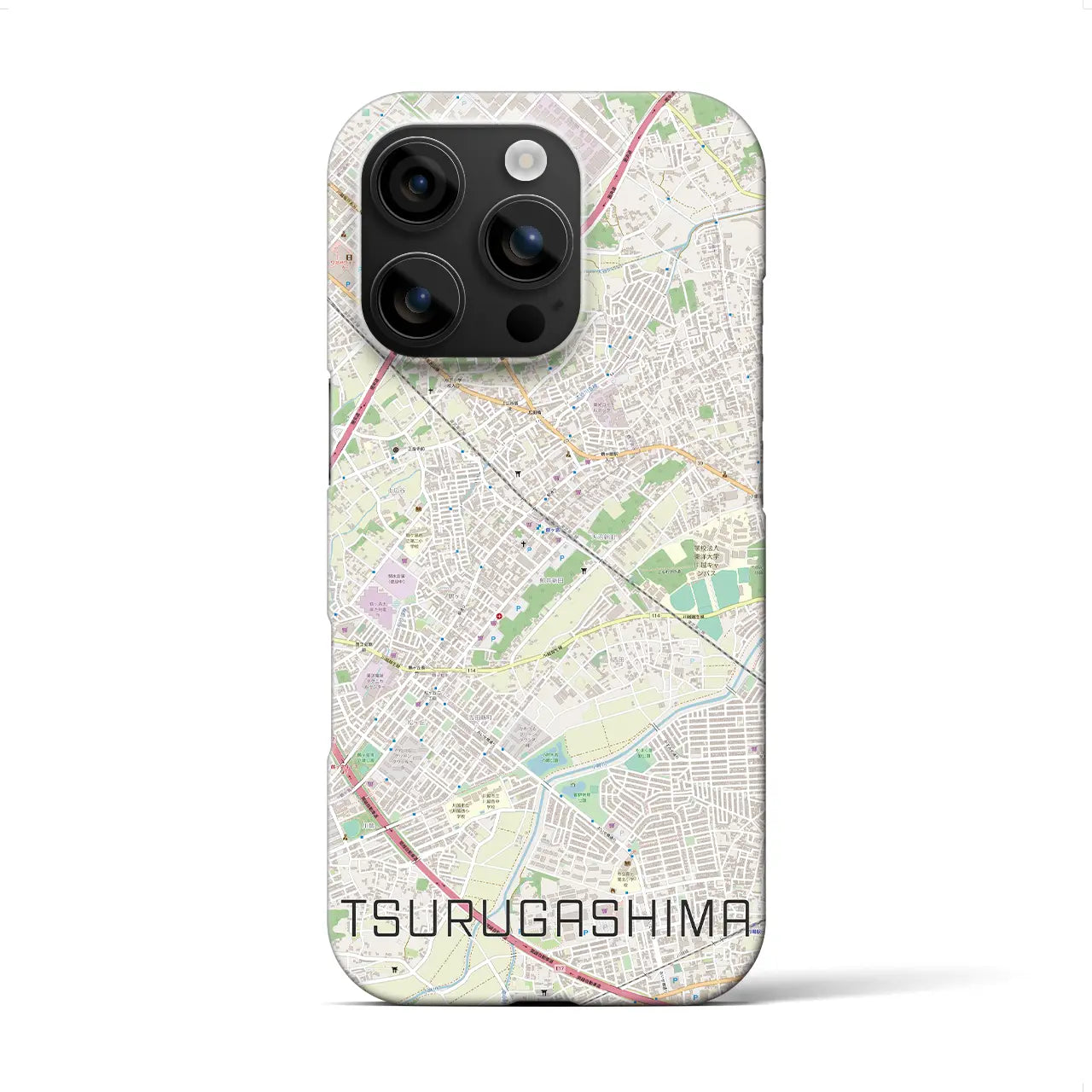 【鶴ヶ島(埼玉県)】地図柄iPhoneケース(バックカバータイプ)