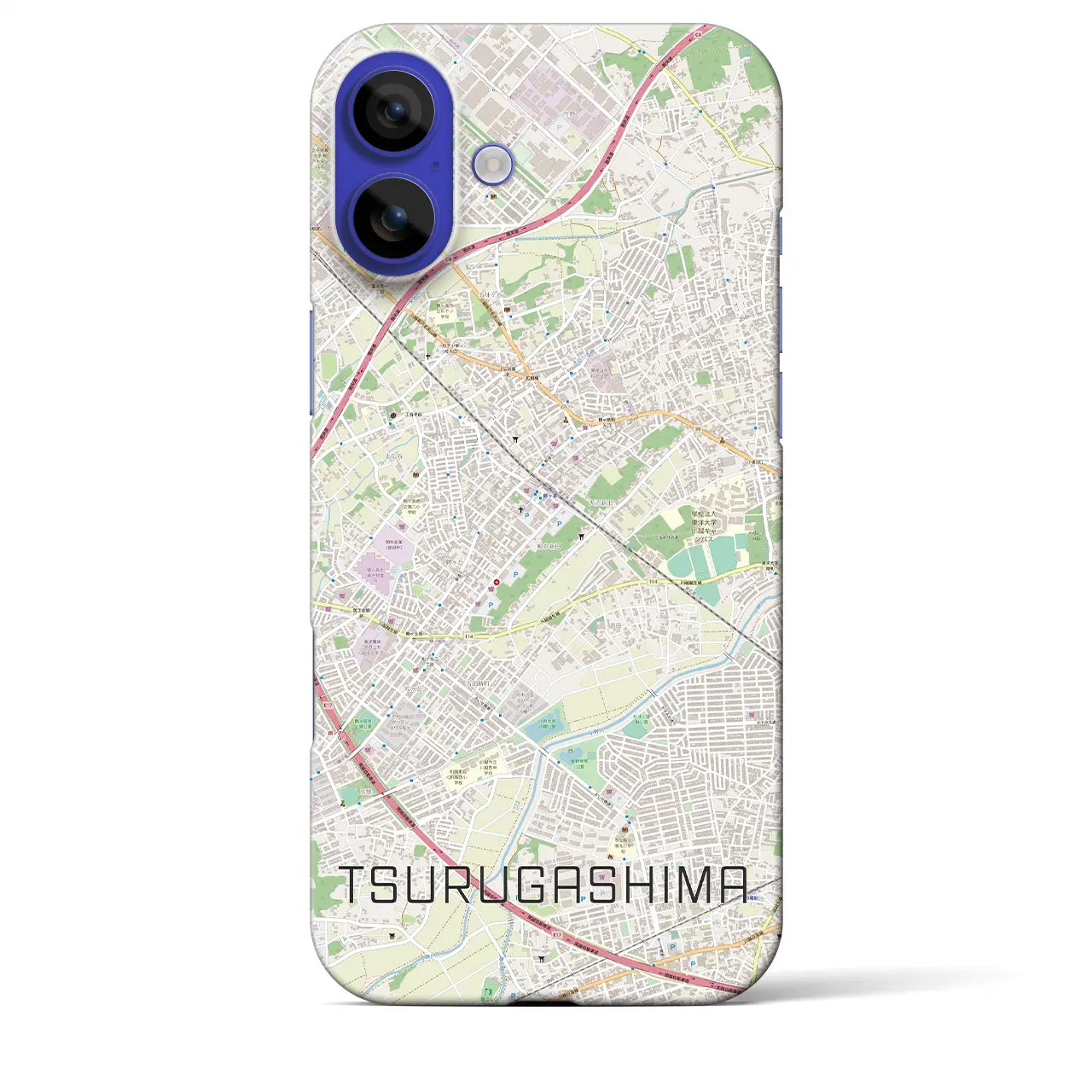 【鶴ヶ島(埼玉県)】地図柄iPhoneケース(バックカバータイプ)ナチュラル・iPhone 16 Pro Max 用